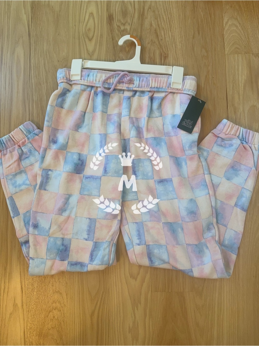 Wild Fable High-Rise Fleece Sweatpants Pink / Blue Checked Size S